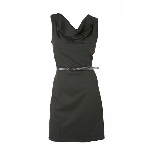 black dress with blue belt Chanel Embroidered Silk Satin Black Dress with Belt MILNY PARLON
