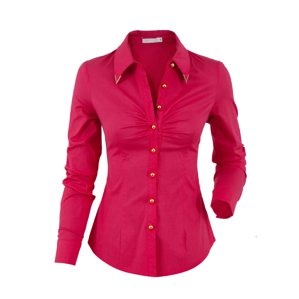Red Long Sleeve Button Up